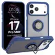 Etui z uchwytem na palec Bizon Case Hybrid Ring do Apple iPhone 17 Pro Max przydymione z granatową ramką