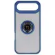 Etui z uchwytem na palec Bizon Case Hybrid Ring do Apple iPhone 17 Air przydymione z granatową ramką