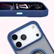 Etui z uchwytem na palec Bizon Case Hybrid Ring do Apple iPhone 17 Pro Max przydymione z granatową ramką