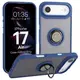 Etui z uchwytem na palec Bizon Case Hybrid Ring do Apple iPhone 17 Air przydymione z granatową ramką
