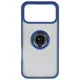 Etui z uchwytem na palec Bizon Case Hybrid Ring do Apple iPhone 17 Pro Max przydymione z granatową ramką