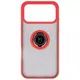 Etui z uchwytem na palec Bizon Case Hybrid Ring do Apple iPhone 17 Pro Max przydymione z czerwoną ramką