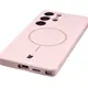 Silikonowe etui z pierścieniem magnetycznym Bizon Soft Case Magnetic do Samsung Galaxy S25 Ultra jasnoróżowe