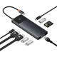 HUB Baseus Metal Gleam II USB-C / HDMI 4K@120Hz, HDMI 4K@60Hz, USB-A 3.2 10Gbps, USB-C 3.2 10Gbps, 2xUSB-A 2.0 480Mbps, USB-C PD 100W, RJ45 1000Mbps, SD/TF szary