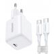 Ładowarka sieciowa UGREEN X513 30W GaN USB-C + kabel USB-C 1m biała