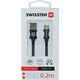 Kabel USB Swissten USB-A - USB-C 0.2 m Niebieski (71521108)