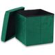 Pufa aksamitna zielona 30x30x30 cm składana organizer z pojemnym schowkiem