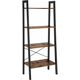 Regał na książki loft rustykalny brąz 4 półki 56x34x137 cm czarny