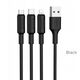 Kabel 3w1 USB A do Lightning / Micro USB / USB C Hoco 2A 1 m X25 czarny