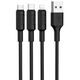 Kabel 3w1 USB A do Lightning / Micro USB / USB C Hoco 2A 1 m X25 czarny