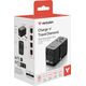 Verbatim Adapter podróżny Verbatim Charge 'n' Travel GaN III globalny 4xUSB-C PD 3.0 QC 4+ 70W, 1xUSB-A QC 4+ 60W
