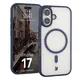Etui z pierścieniem magnetycznym Bizon Case MatteO do Apple iPhone 17 przydymione-granatowe