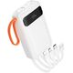Powerbank Hoco 10000 mAh 2A z wbudowanymi kablami USB A + USB C + Lightning + Micro USB oraz podwójną latarką J151 biały