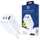 Φορτιστής τοίχου 3MK Hyper GaN Charger 65W 1xUSB-A 2xUSB-C PD QC4+ λευκός