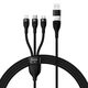 Baseus 3in1 USB cable Baseus Flash Series 2, USB-C + micro USB + Lightning, 100W, 1.2m (black) 034552  CASS030101 έως και 12 άτοκες δόσεις 6932172608743