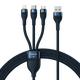 Baseus 3in1 USB cable Baseus USB 3in1 Baseus Flash Series,  USB-C + Micro + Lightning 66W, 1.2m (blue) 037283  CASS040003 έως και 12 άτοκες δόσεις 6932172618117