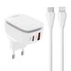 LDNIO Wall charger  LDNIO A2425C USB, USB-C + USB-C - Lightning cable 042736  A2425C Type C to lig έως και 12 άτοκες δόσεις 5905316142077