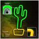 Neon LED Light CACTUS orange green Bat + USB FLNEO2 Forever Light