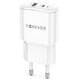 Forever TC-01-20AC PD QC charger 1x USB-C 1x USB 20W white