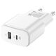Forever TC-01-20AC PD QC charger 1x USB-C 1x USB 20W white