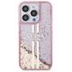 Guess case for iPhone 15 Pro 6,1&quot; GUHCP15LLFCSEGP pink HC LIQ. GLITTER GOLD STRIPES 3666339223687