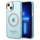 Guess case for iPhone 13 Pro / 13 6,1&quot; GUHMP13LHTCMB blue hard case Gold Outline Translucent MagSafe 3666339056995