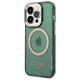Guess case for iPhone 14 Pro Max 6,7&quot; GUHMP14XHTCMA khaki hard case Gold Outline Translucent MagSafe 3666339069650