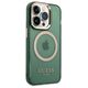Guess case for iPhone 14 Pro Max 6,7&quot; GUHMP14XHTCMA khaki hard case Gold Outline Translucent MagSafe 3666339069650