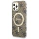 Guess set case + charger for iPhone 12 / 12 Pro 6,1&quot; GUBPP12MH4EACSW brown hard case 4G Print MagSafe 3666339102852