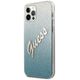 Guess case for iPhone 12 / 12 Pro 6,1&quot; GUHCP12MPCUGLSBL blue hard case Glitter Gradient Script 3700740494806