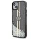 Guess case for iPhone 15 Plus 6,7&quot; GUHCP15MLFCSEGK black HC LIQ. GLITTER GOLD STRIPES 3666339223533