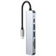 Splitter 6in1 USB HUB USB-C to 2xUSB + HDMI + USB-C + SD Card Reader + micro SD Adapter Tech-Protect V4-HUB grey 9589046919343