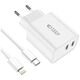 Wall Charger 2x USB-C PD 35W + Cable USB-C - Lightning white 9319456605587