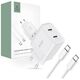 Wall Charger PD 20W 2x USB-C + Cable USB-C - USB-C Tech-Protect C20W white 9319456607291