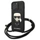 Original Case IPHONE 13 PRO Karl Lagerfeld Hardcase Leather Monogram Patch And Cord Iconik (KLHCP13LCMNIPK) black 3666339049904
