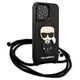 Original Case IPHONE 13 PRO Karl Lagerfeld Hardcase Leather Monogram Patch And Cord Iconik (KLHCP13LCMNIPK) black 3666339049904