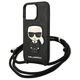 Original Case IPHONE 13 PRO Karl Lagerfeld Hardcase Leather Monogram Patch And Cord Iconik (KLHCP13LCMNIPK) black 3666339049904