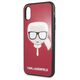 Original Case IPHONE X / XS Karl Lagerfeld Iconic Glitter Karl`s Head (KLHCPXDLHRE) red 3700740444818