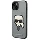 Original Case IPHONE 14 PLUS Karl Lagerfeld Hardcase Saffiano Karl`s Head Patch silver 3666339077082