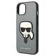Original Case IPHONE 14 PLUS Karl Lagerfeld Hardcase Saffiano Karl`s Head Patch silver 3666339077082