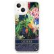 Case IPHONE 14 PLUS Guess Hardcase Flower Liquid Glitter blue 3666339066093