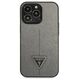 Original Case IPHONE 14 PRO Guess Hardcase Saffianotriangle Logo (GUHCP14LPSATLG) silver 3666339065461