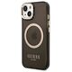 Original Case IPHONE 14 PLUS Guess Hard Case Gold Outline Translucent MagSafe (GUHMP14MHTCMK) black 3666339069599