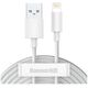 Baseus Simple Wisdom Data Cable Kit USB to Lightning 2.4A (2PCS/Set）1.5m White 6953156230316