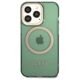 Original Case IPHONE 13 PRO Guess Hard Case Gold Outline Translucent MagSafe (GUHMP13LHTCMA) khaki 3666339057077