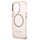 Original Case IPHONE 13 PRO MAX Guess Hard Case Gold Outline Translucent MagSafe (GUHMP13XHTCMP) pink 3666339057121