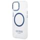 Original Case IPHONE 14 PLUS Guess Hard Case Metal Outline Magsafe (GUHMP14MHTRMB) blue 3666339069797