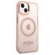Original Case IPHONE 14 Guess Hard Case Gold Outline Translucent MagSafe (GUHMP14SHTCMP) pink 3666339069667