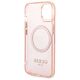Original Case IPHONE 14 Guess Hard Case Gold Outline Translucent MagSafe (GUHMP14SHTCMP) pink 3666339069667
