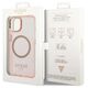Original Case IPHONE 14 Guess Hard Case Gold Outline Translucent MagSafe (GUHMP14SHTCMP) pink 3666339069667